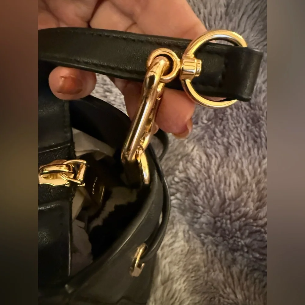 Coach Swagger Black Satchel Bag with Gold Accents F55665 EUC - Picture 9 of 16